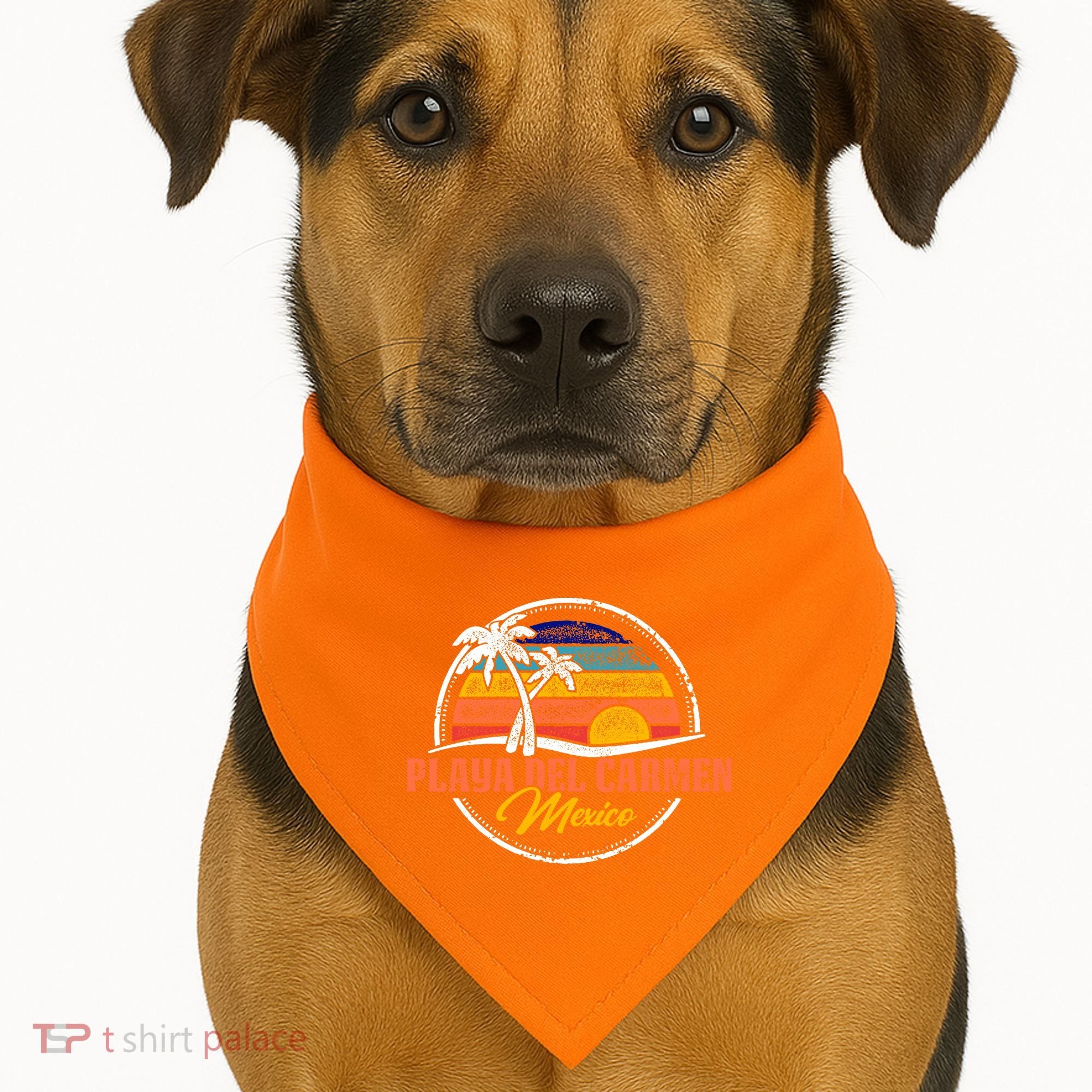 Playa Del Carmen Retro Sunset USA-Made Doggie Bandana
