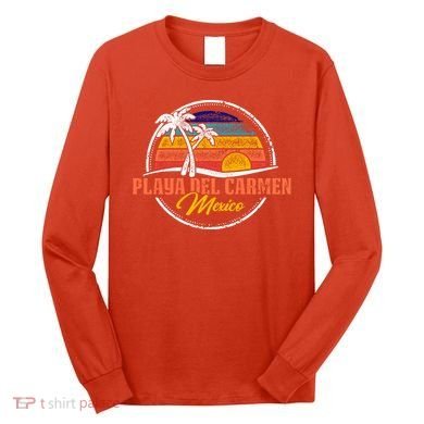 Playa Del Carmen Retro Sunset Long Sleeve Shirt
