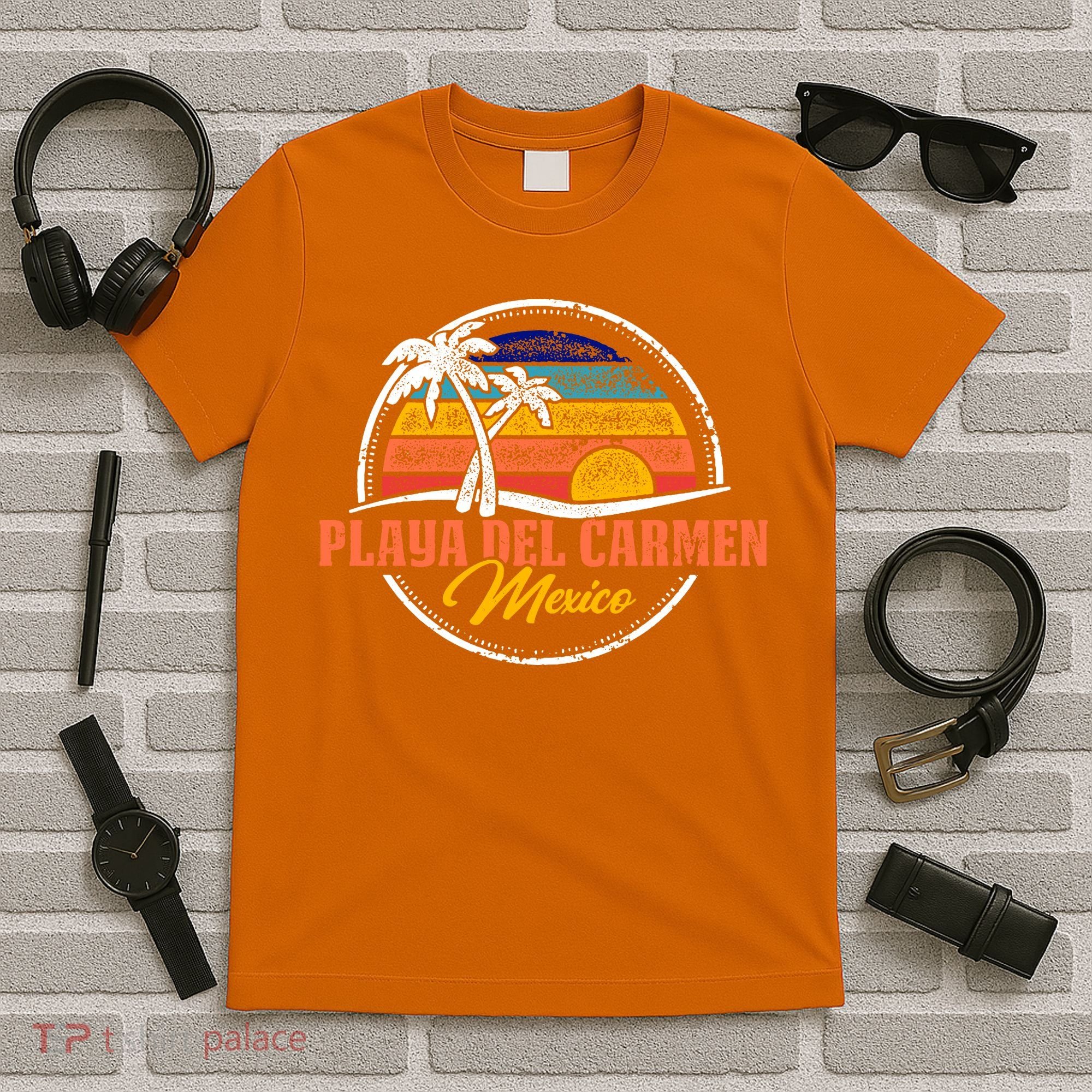 Playa Del Carmen Retro Sunset T-Shirt