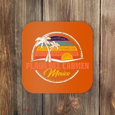 Playa Del Carmen Retro Sunset Coaster