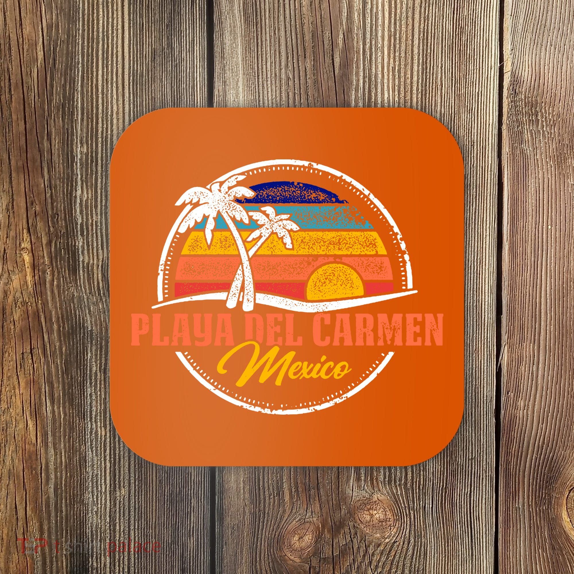 Playa Del Carmen Retro Sunset Coaster