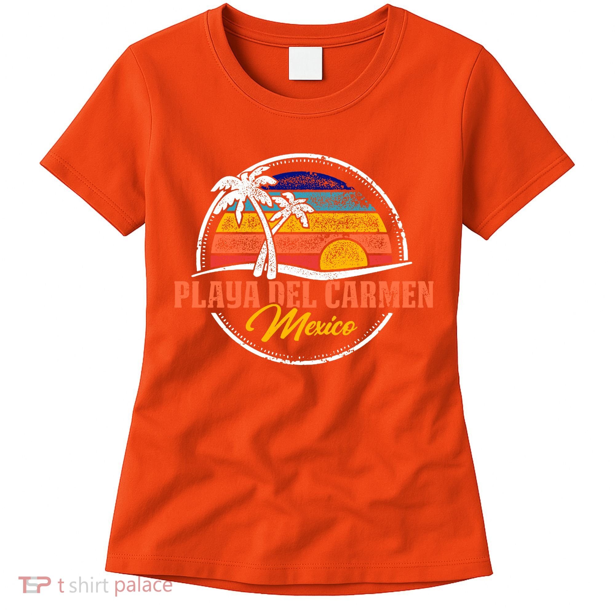 Playa Del Carmen Retro Sunset Women's T-Shirt