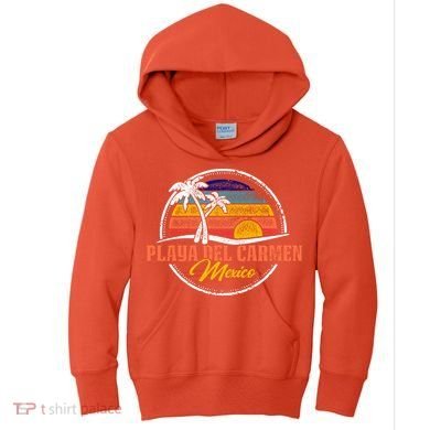 Playa Del Carmen Retro Sunset Kids Hoodie