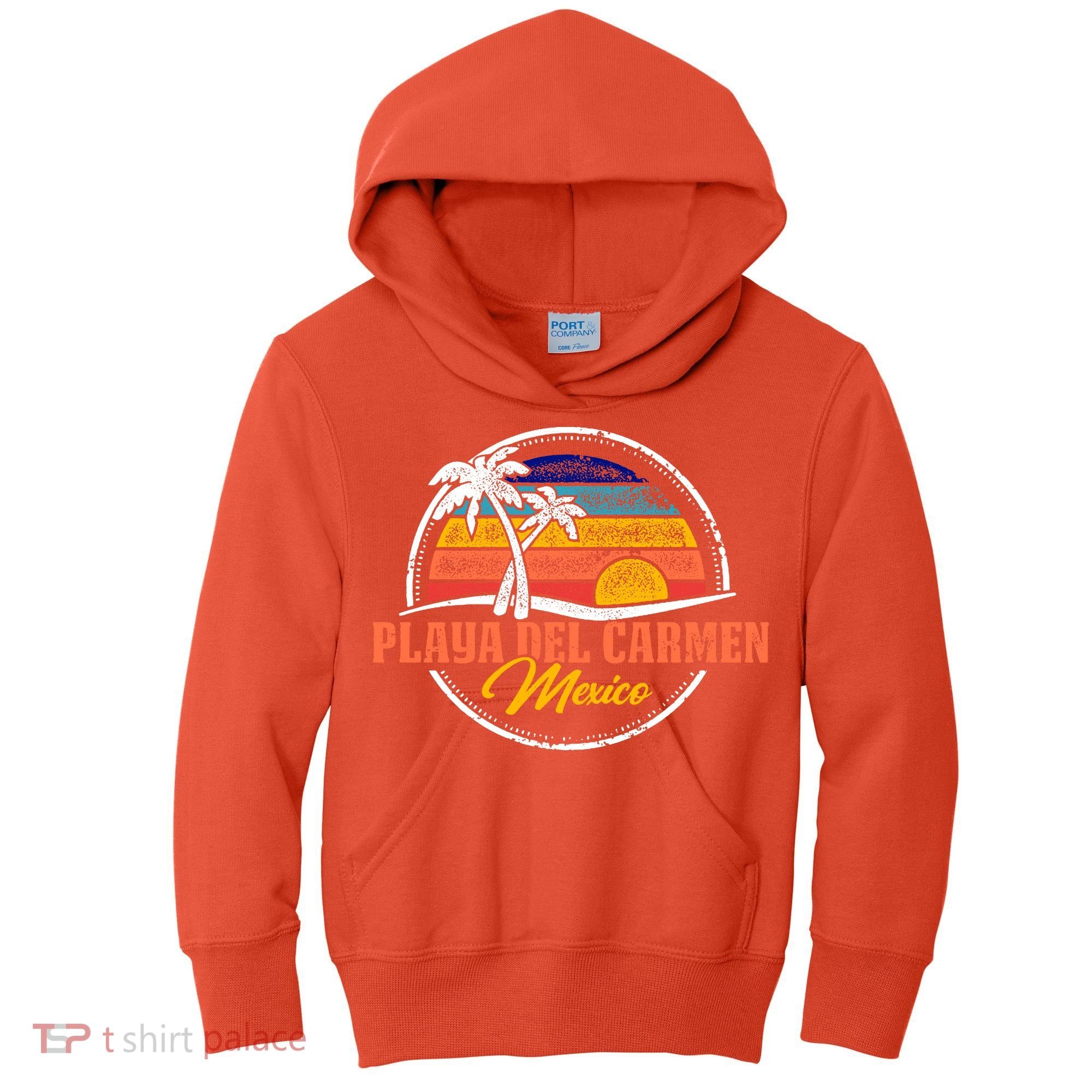 Playa Del Carmen Retro Sunset Kids Hoodie
