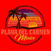 Playa Del Carmen Retro Sunset Santa Hat thumb 1