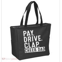 Pay Drive Clap Cheer Dad Cheerleading funny Father Day Tote Bag thumb 2