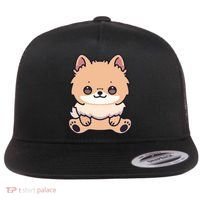 Pomeranian Dog Cute Owner Puppy Flat Bill Trucker Hat thumb 0