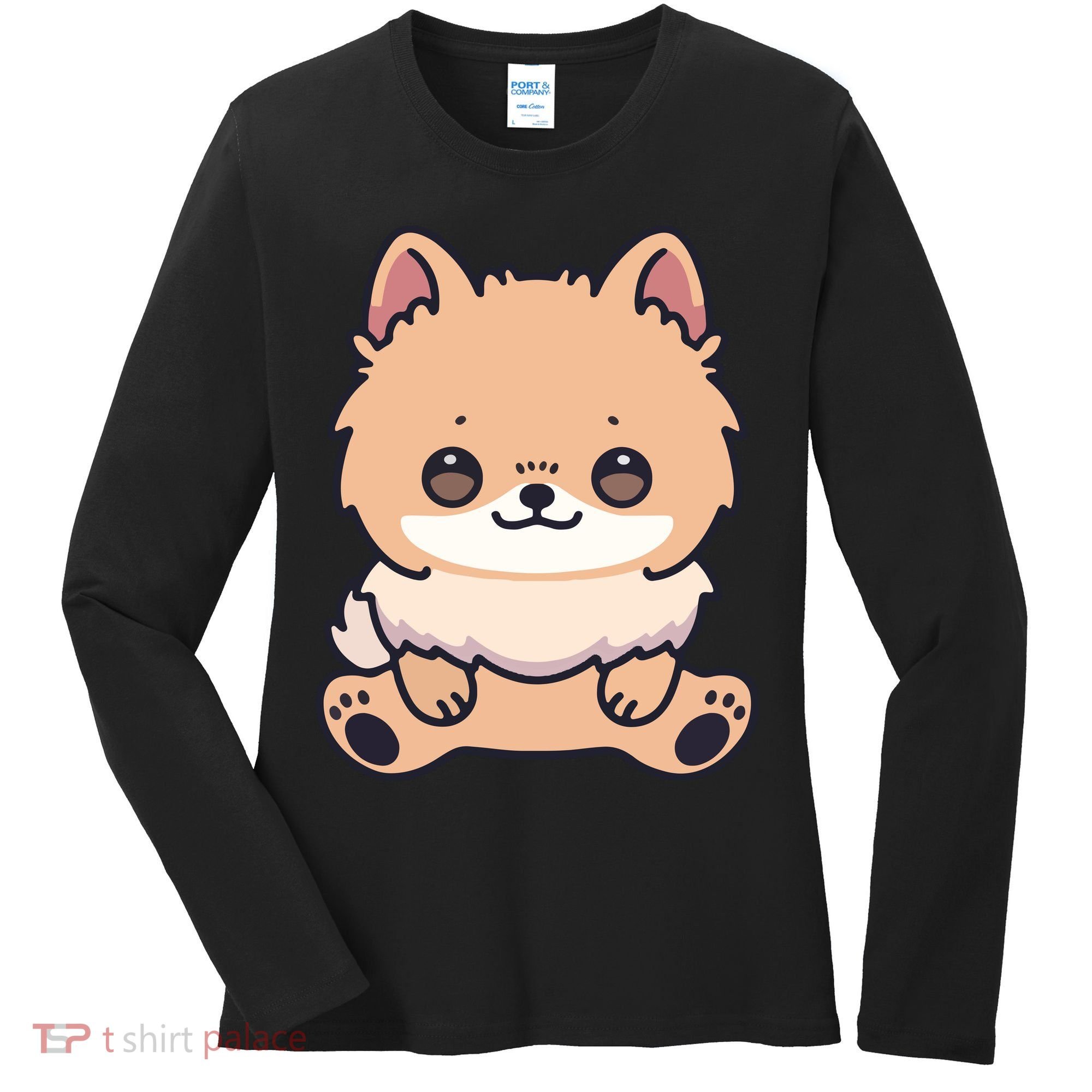 Pomeranian Dog Cute Owner Puppy Women's Long Sleeve Shirt