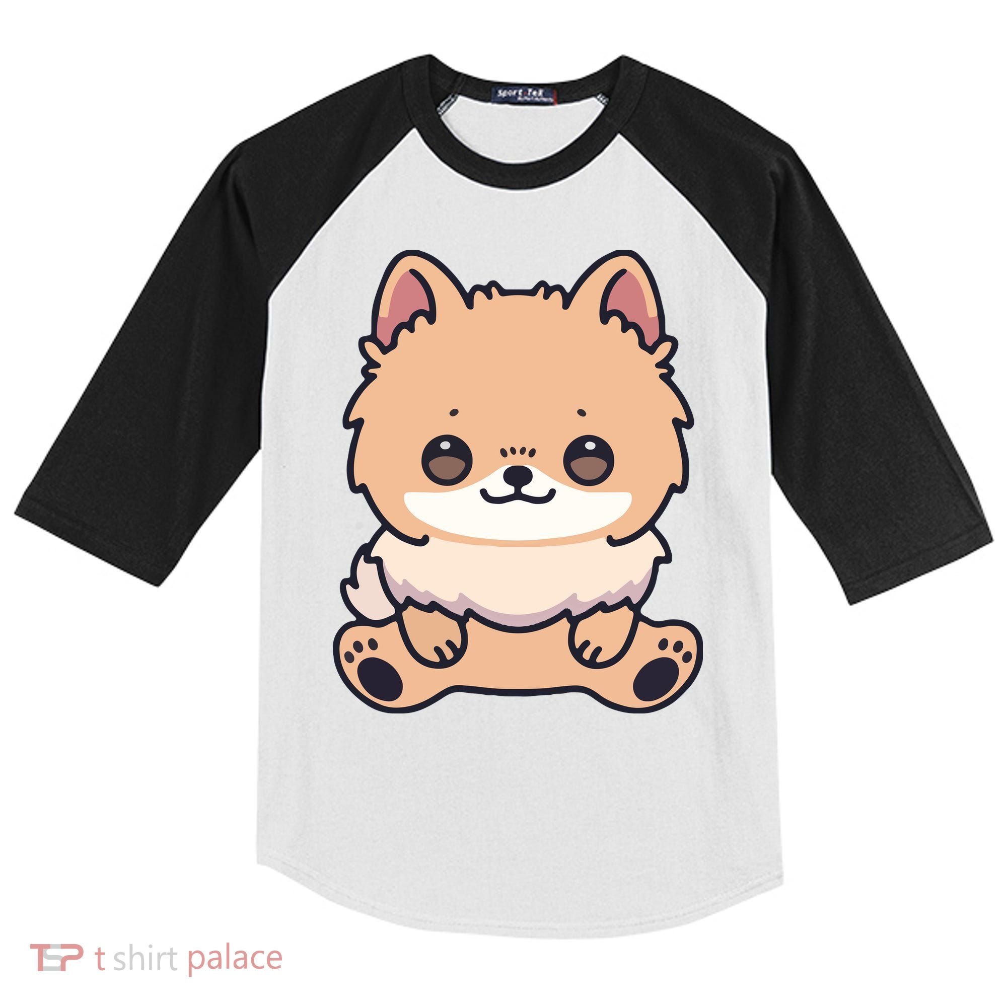 Pomeranian Dog Cute Owner Puppy Kids Colorblock Raglan Jersey