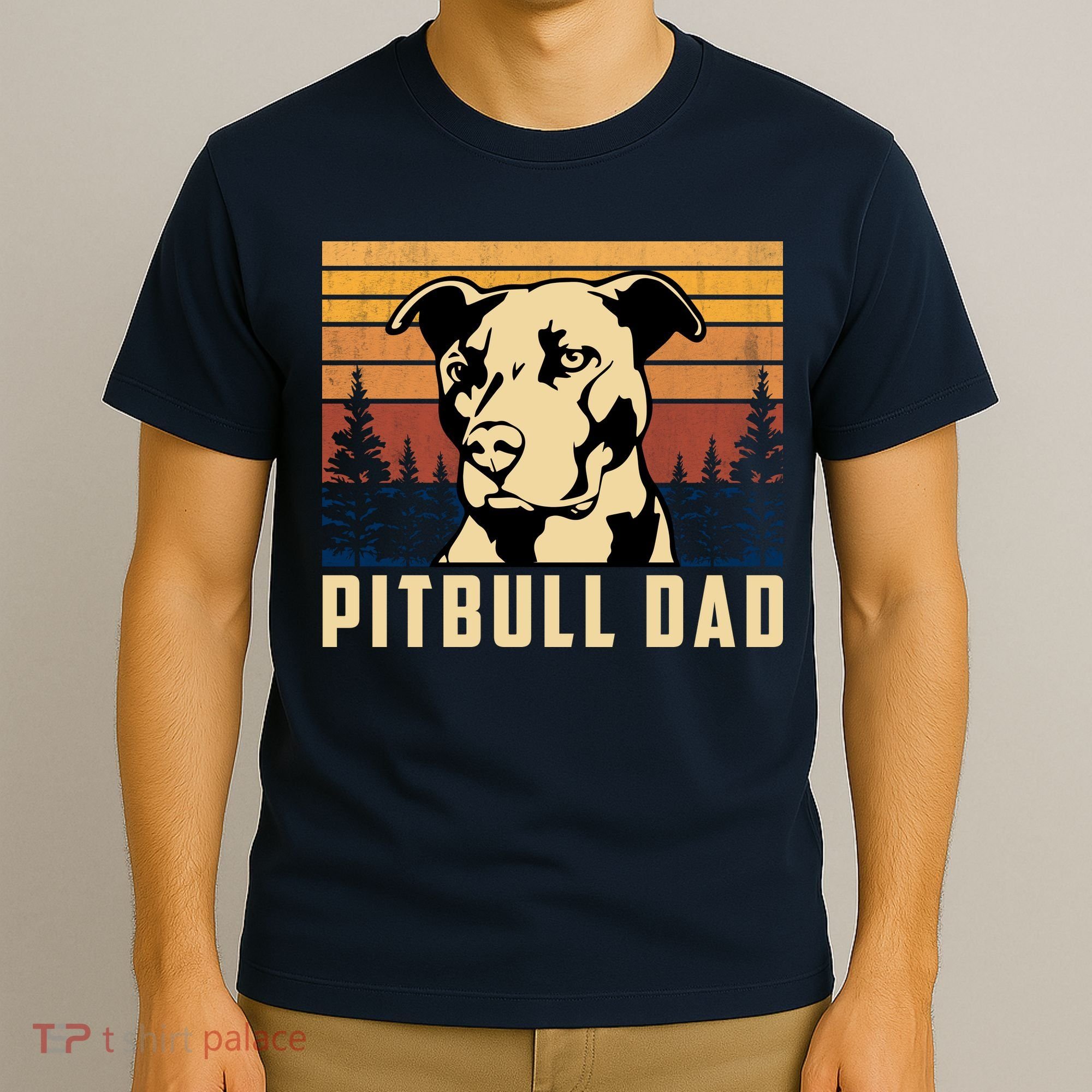 Pitbull Dad Dog Lovers Pitbull Father Vintage Gifts T-Shirt