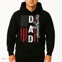 Proud Dad Daddy Gun Rights AR15 American Flag Father's Day Hoodie thumb 2