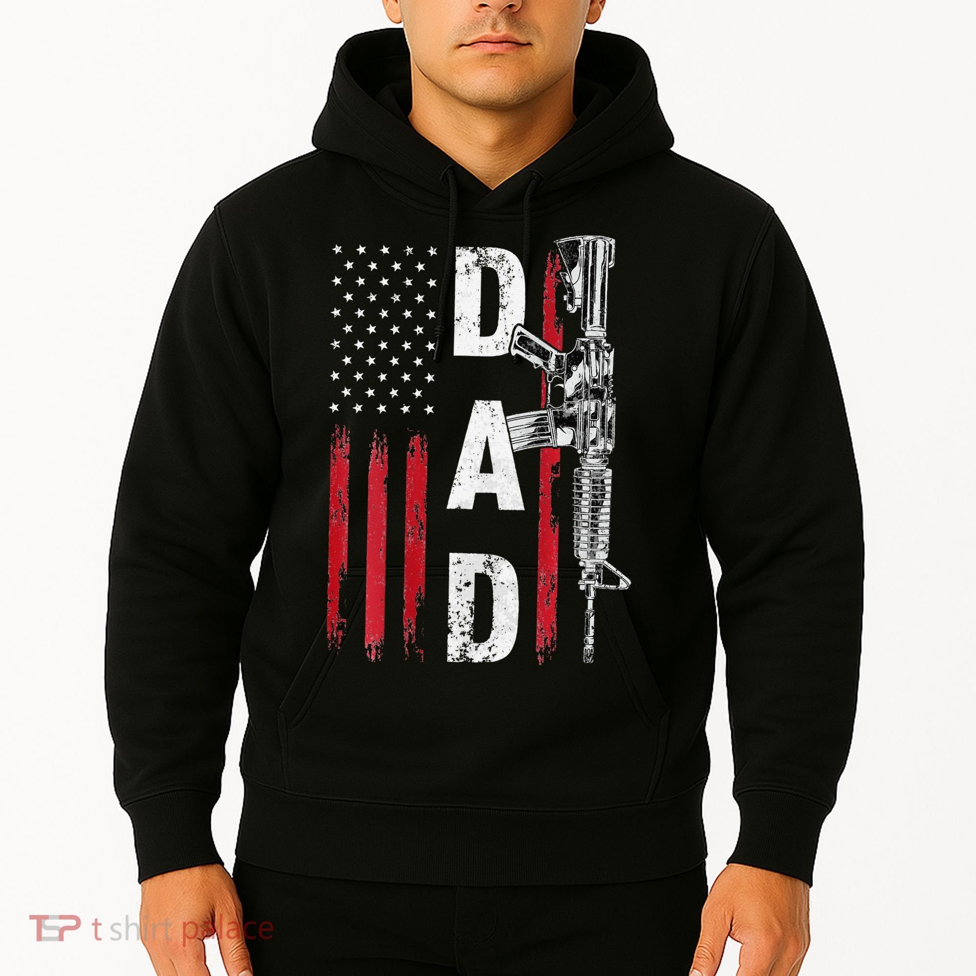 Proud Dad Daddy Gun Rights AR15 American Flag Father's Day Hoodie