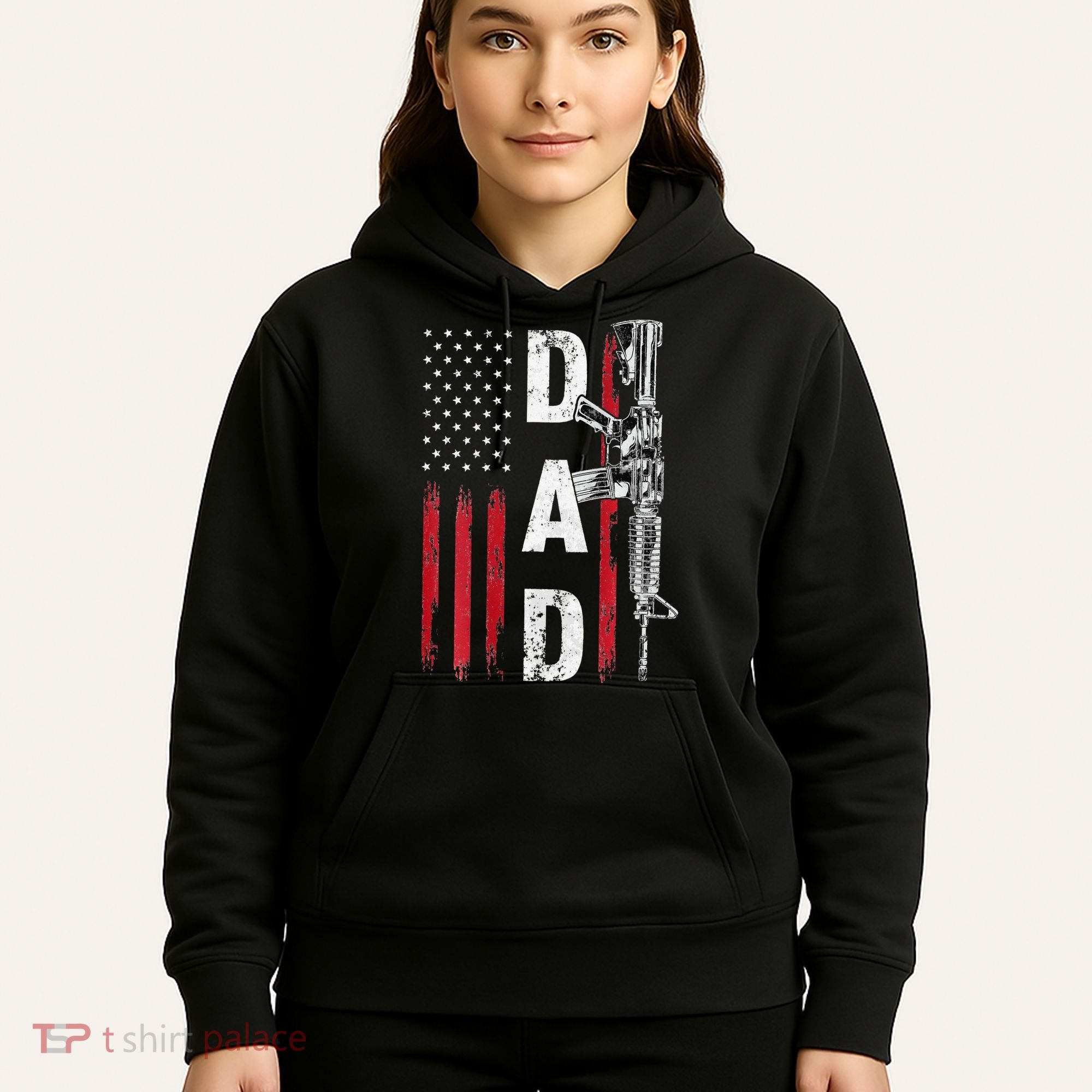 Proud Dad Daddy Gun Rights AR15 American Flag Father's Day Hoodie