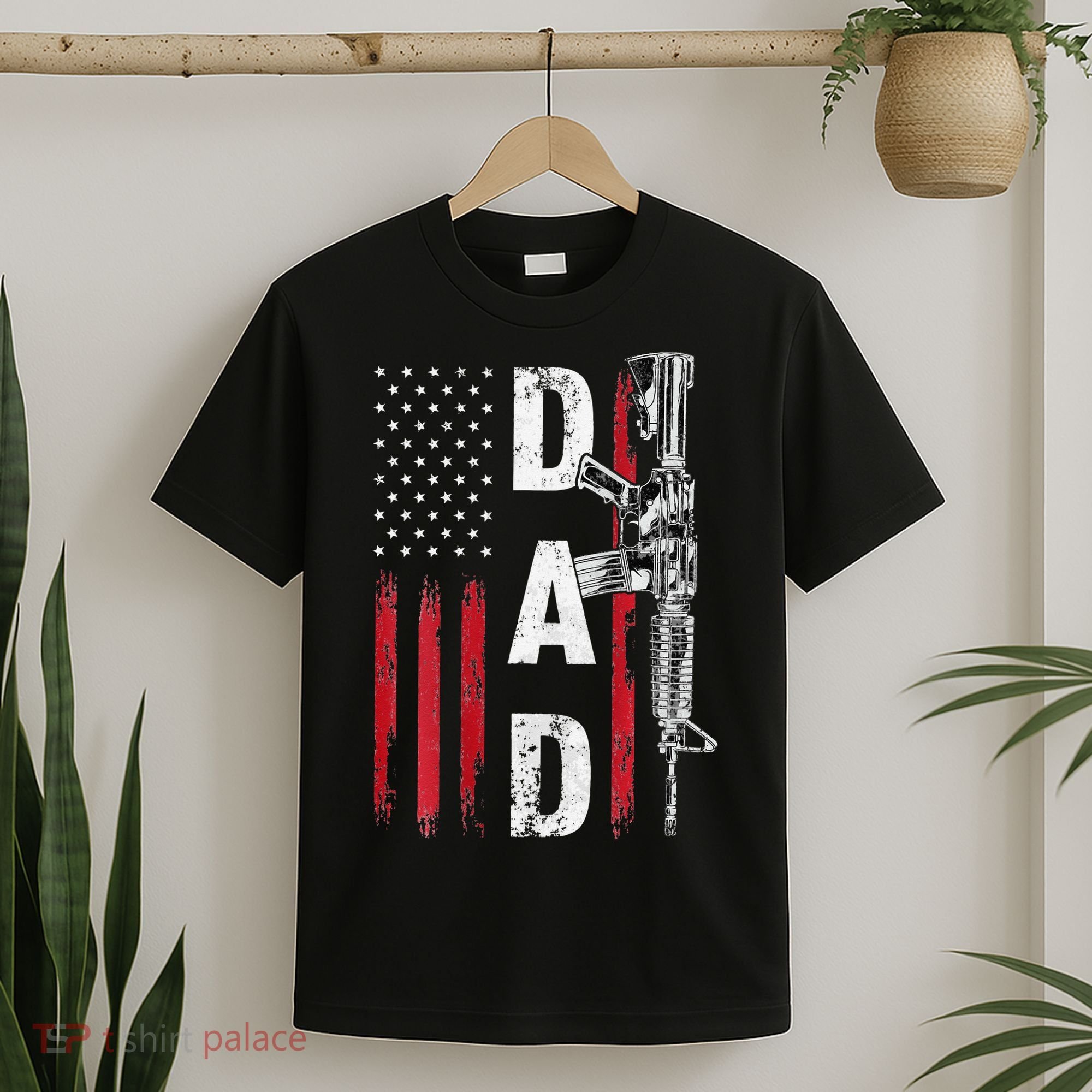 Proud Dad Daddy Gun Rights AR15 American Flag Father's Day T-Shirt