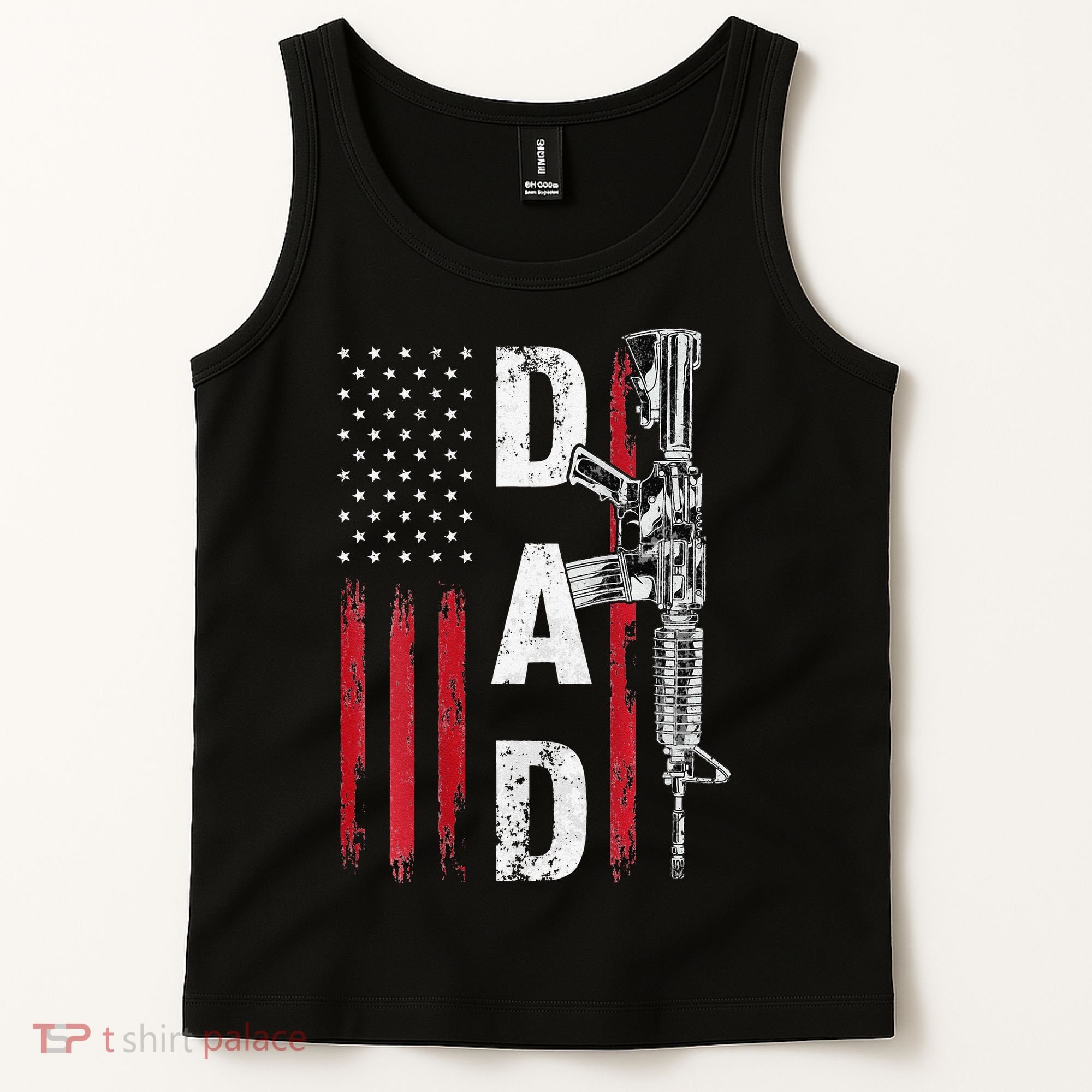 Proud Dad Daddy Gun Rights AR15 American Flag Father's Day Tank Top