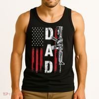 Proud Dad Daddy Gun Rights AR15 American Flag Father's Day Tank Top thumb 3