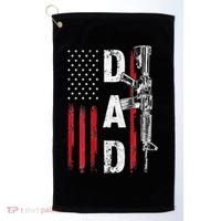 Proud Dad Daddy Gun Rights AR15 American Flag Father's Day Golf Towel thumb 0