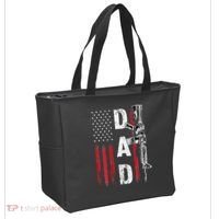 Proud Dad Daddy Gun Rights AR15 American Flag Father's Day Tote Bag thumb 2
