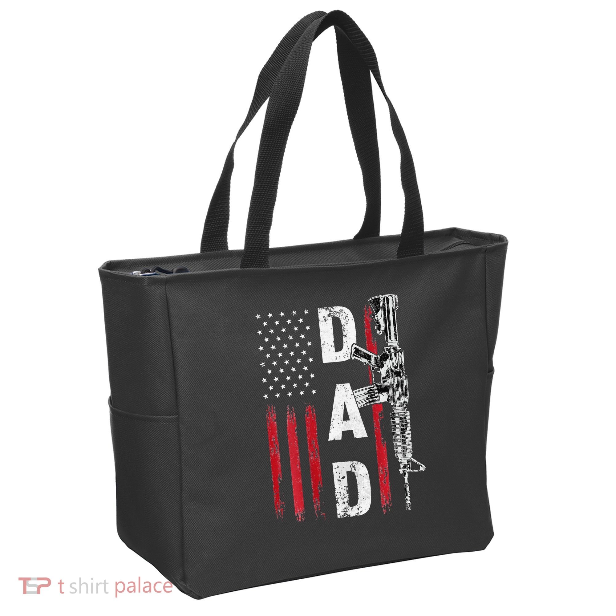 Proud Dad Daddy Gun Rights AR15 American Flag Father's Day Tote Bag