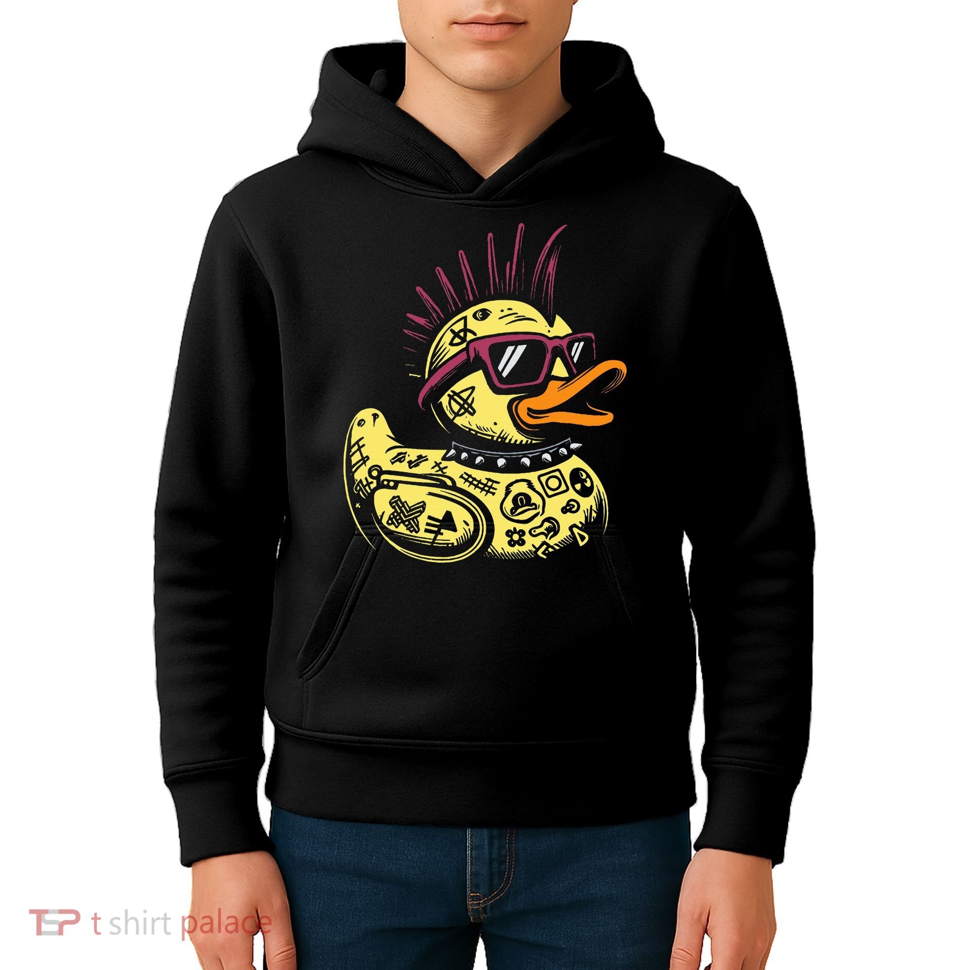 Punk Duck Duckling Punk Rocker Kids Hoodie