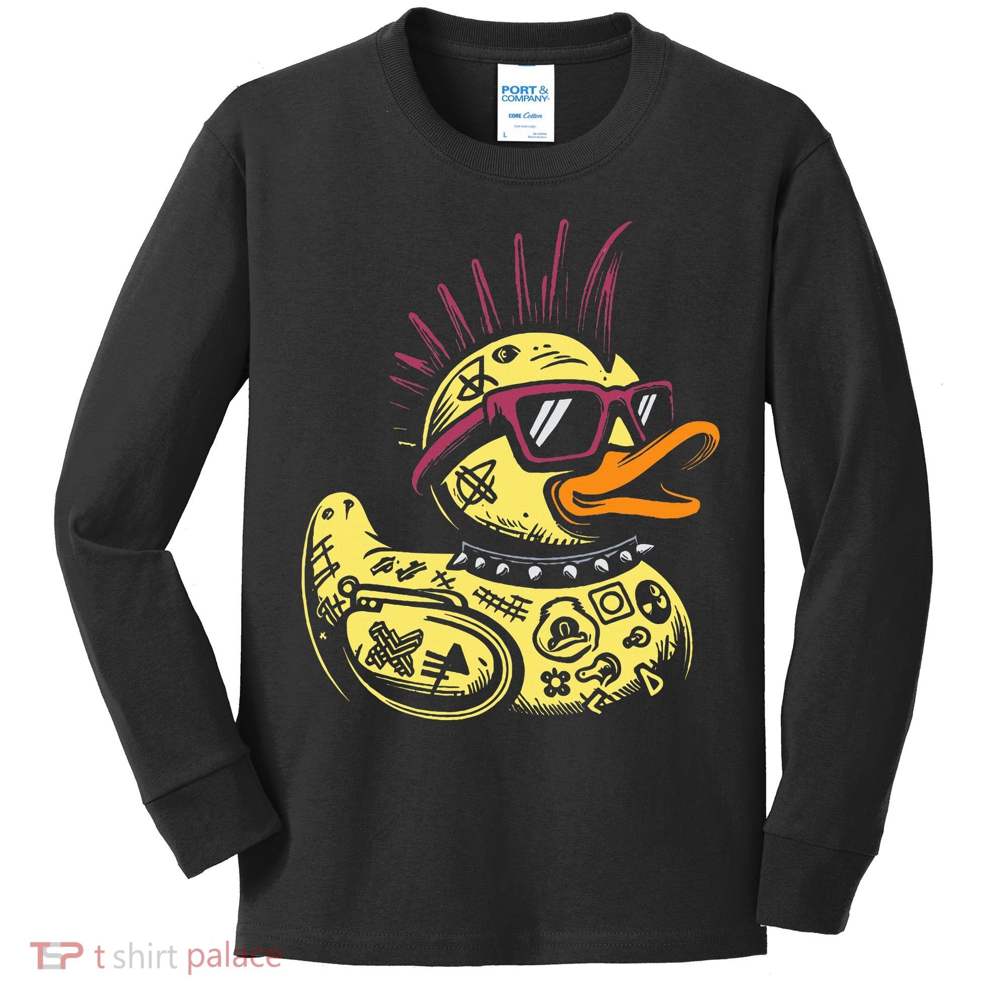 Punk Duck Duckling Punk Rocker Kids Long Sleeve Shirt