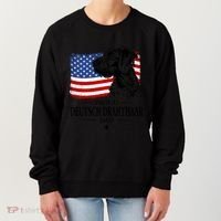 Proud Deutsch Drahthaar Dad American Flag Dog Funny Gift Women's Sweatshirt thumb 0