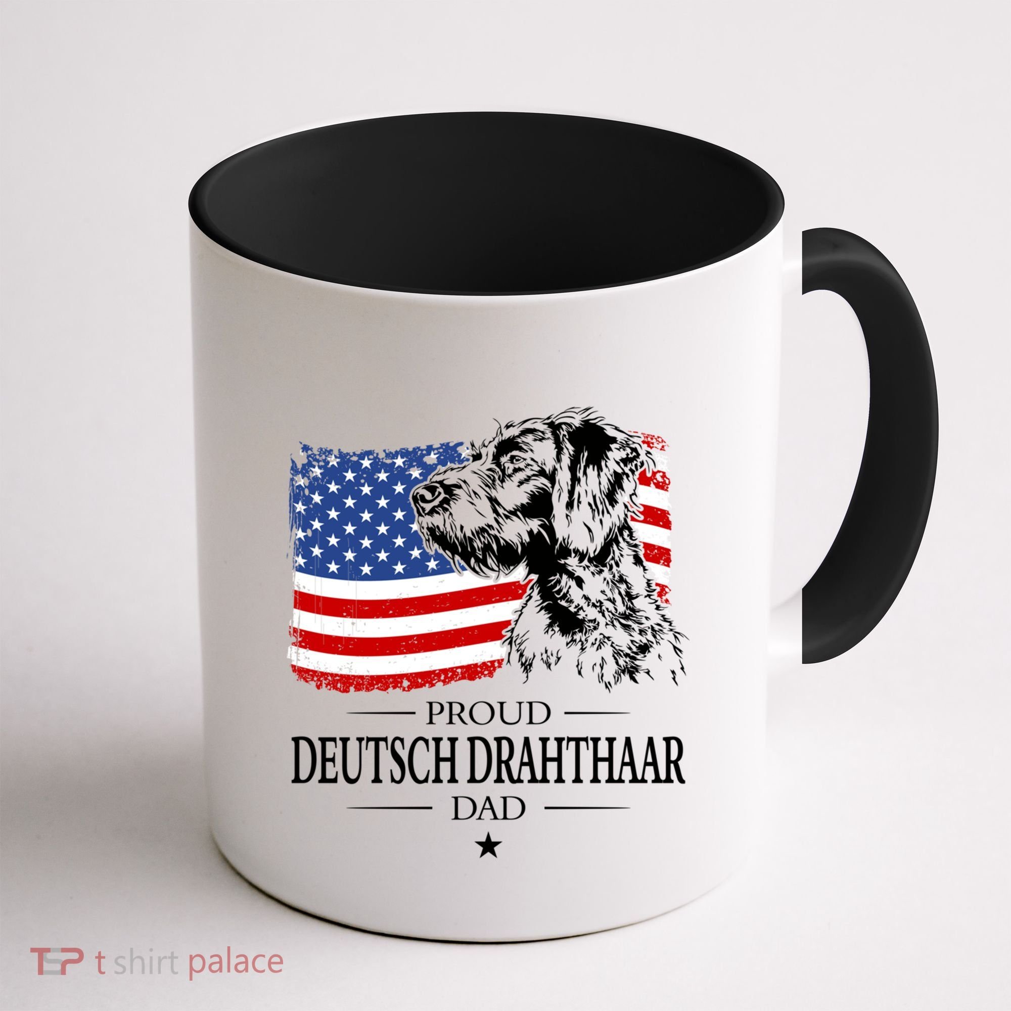 Proud Deutsch Drahthaar Dad American Flag Dog Funny Gift Coffee Mug