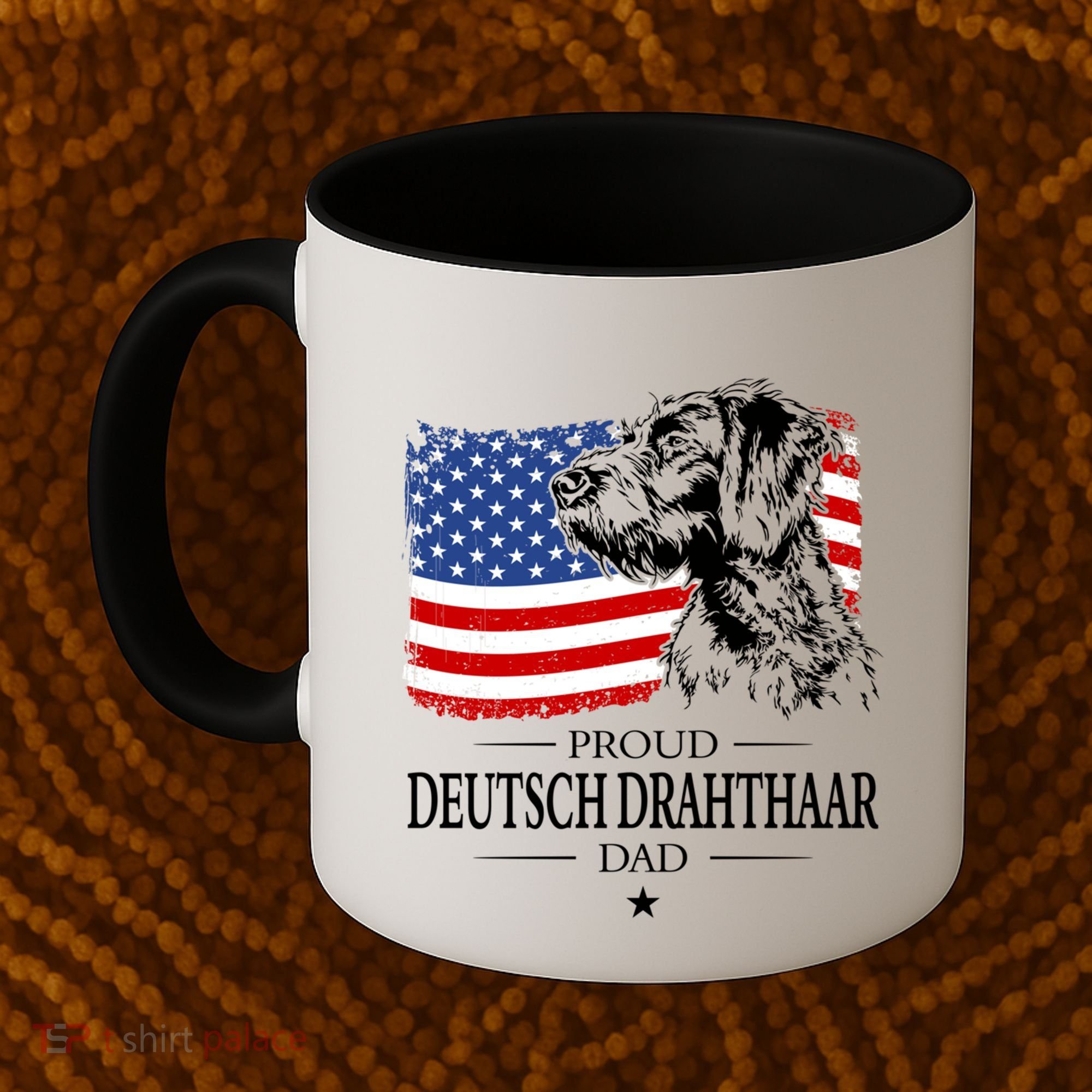 Proud Deutsch Drahthaar Dad American Flag Dog Funny Gift Coffee Mug