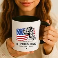 Proud Deutsch Drahthaar Dad American Flag Dog Funny Gift Coffee Mug thumb 3