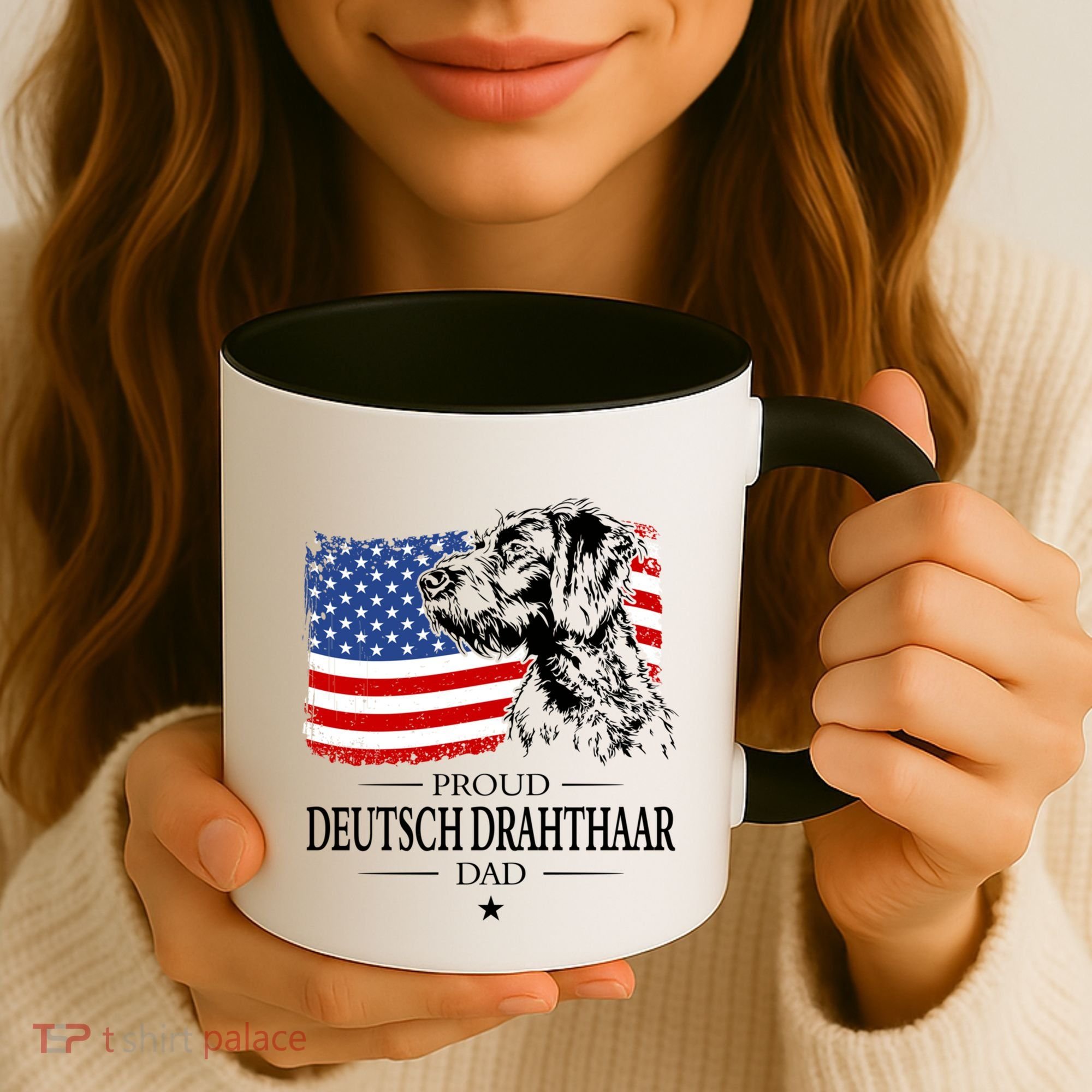 Proud Deutsch Drahthaar Dad American Flag Dog Funny Gift Coffee Mug