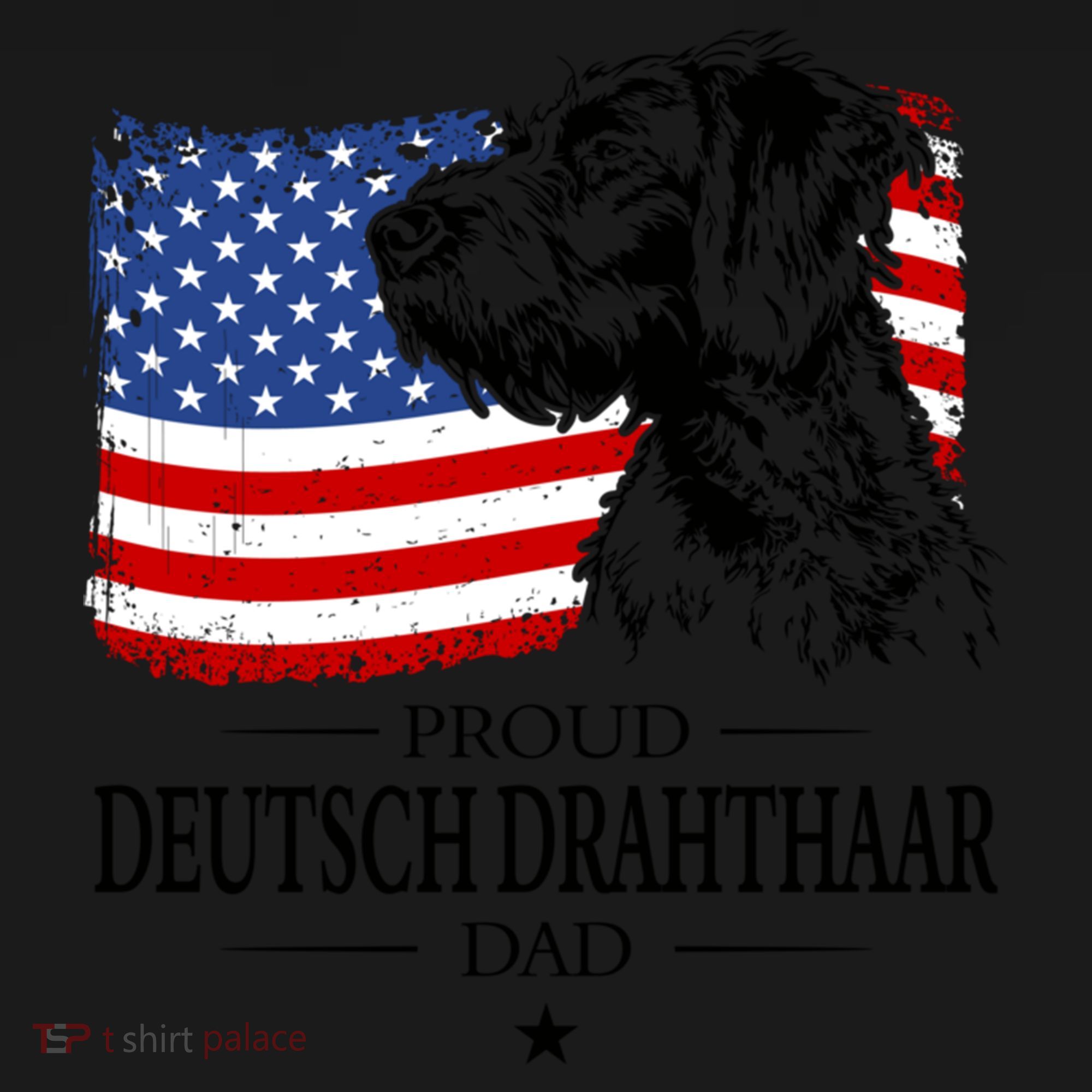 Proud Deutsch Drahthaar Dad American Flag Dog Funny Gift Women's Hoodie