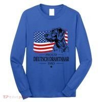 Proud Deutsch Drahthaar Dad American Flag Dog Funny Gift Long Sleeve Shirt thumb 0