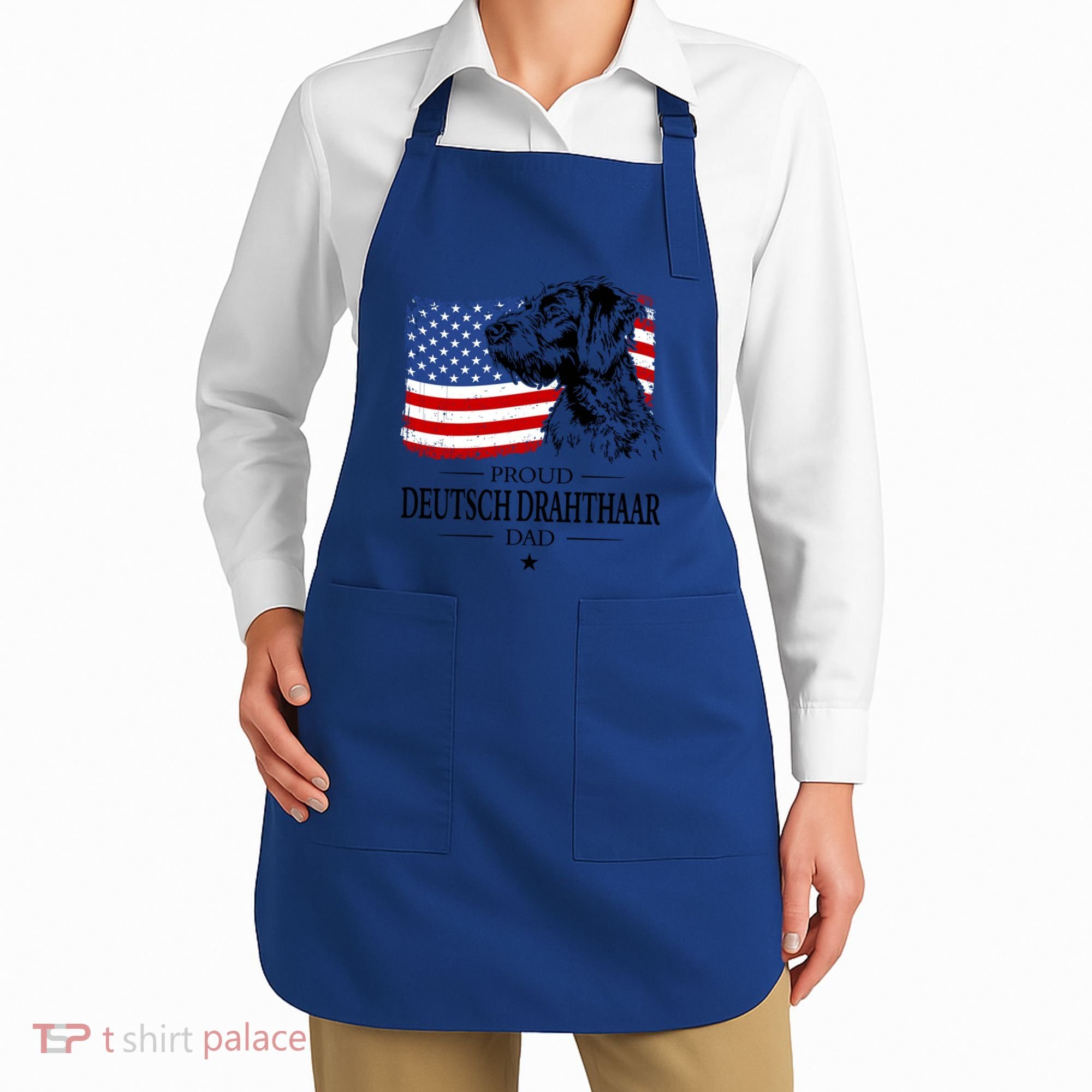 Proud Deutsch Drahthaar Dad American Flag Dog Funny Gift Apron