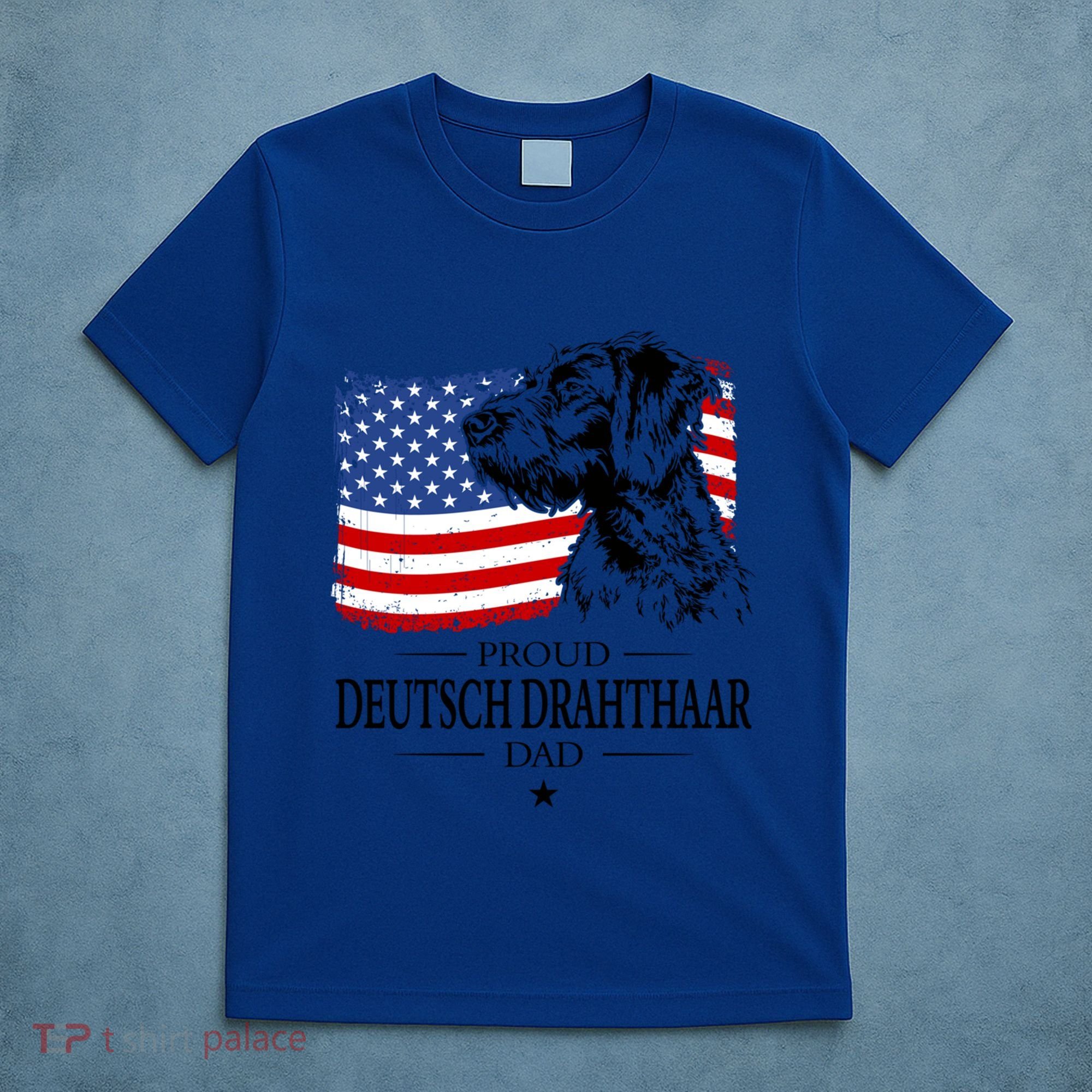 Proud Deutsch Drahthaar Dad American Flag Dog Funny Gift T-Shirt