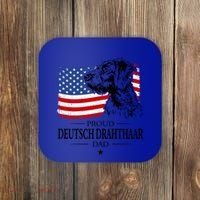 Proud Deutsch Drahthaar Dad American Flag Dog Funny Gift Coaster thumb 0