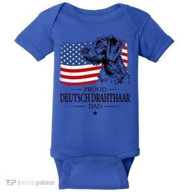Proud Deutsch Drahthaar Dad American Flag Dog Funny Gift Baby Bodysuit