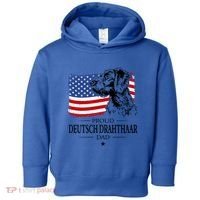 Proud Deutsch Drahthaar Dad American Flag Dog Funny Gift Toddler Hoodie thumb 0