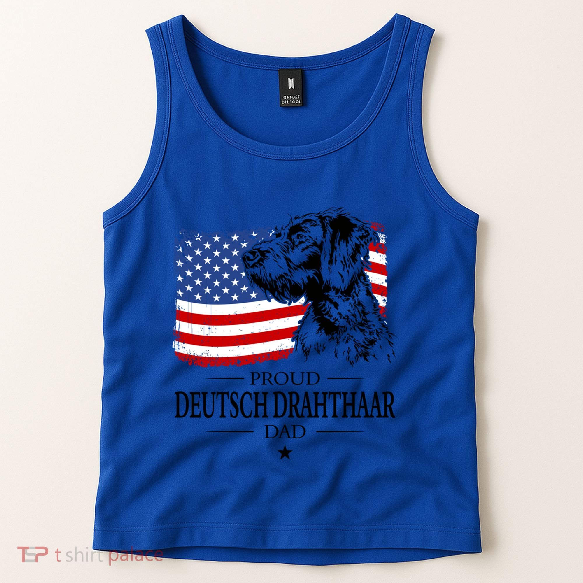 Proud Deutsch Drahthaar Dad American Flag Dog Funny Gift Tank Top