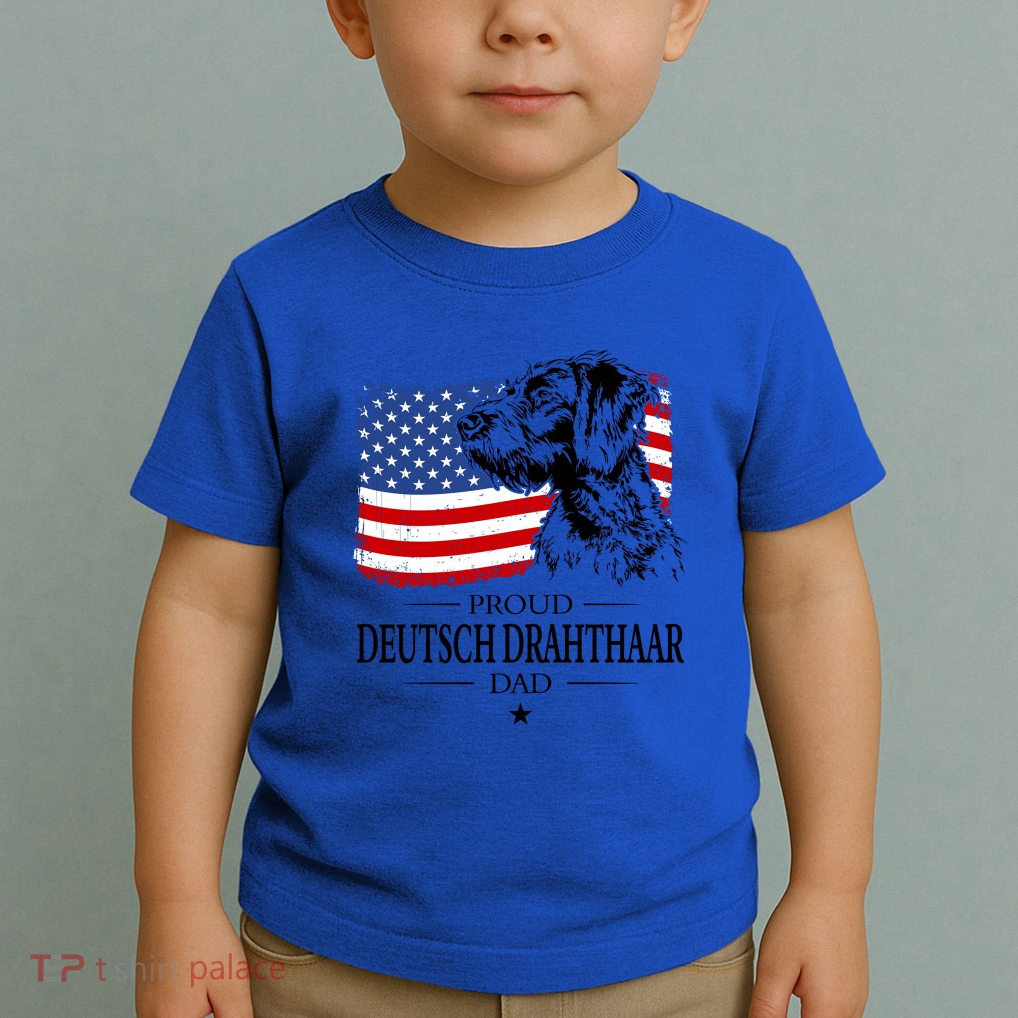 Proud Deutsch Drahthaar Dad American Flag Dog Funny Gift Toddler T-Shirt