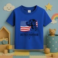 Proud Deutsch Drahthaar Dad American Flag Dog Funny Gift Toddler T-Shirt thumb 3