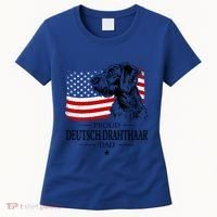 Proud Deutsch Drahthaar Dad American Flag Dog Funny Gift Women's T-Shirt thumb 0