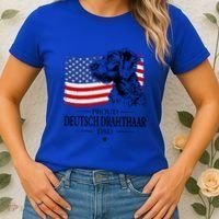 Proud Deutsch Drahthaar Dad American Flag Dog Funny Gift Women's T-Shirt thumb 2