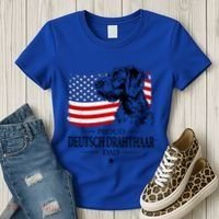 Proud Deutsch Drahthaar Dad American Flag Dog Funny Gift Women's T-Shirt thumb 3