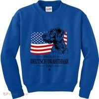 Proud Deutsch Drahthaar Dad American Flag Dog Funny Gift Kids Sweatshirt thumb 0