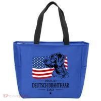 Proud Deutsch Drahthaar Dad American Flag Dog Funny Gift Tote Bag thumb 0