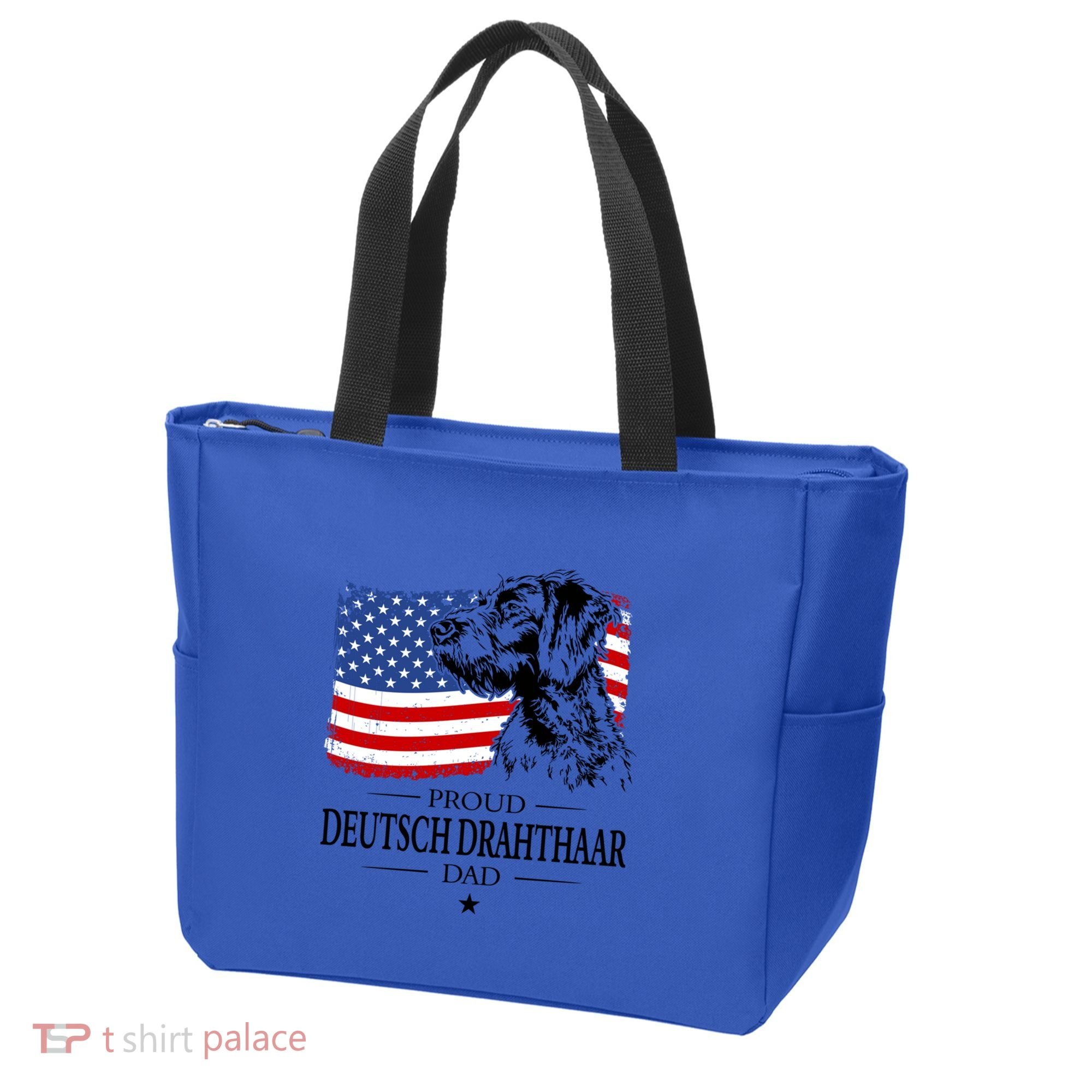 Proud Deutsch Drahthaar Dad American Flag Dog Funny Gift Tote Bag