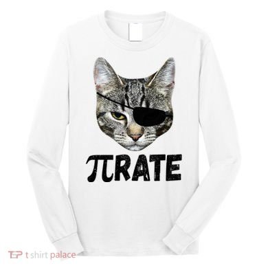 Pi Day Funny Cat Pirate Long Sleeve Shirt