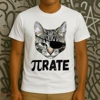 Pi Day Funny Cat Pirate T-Shirt thumb 3