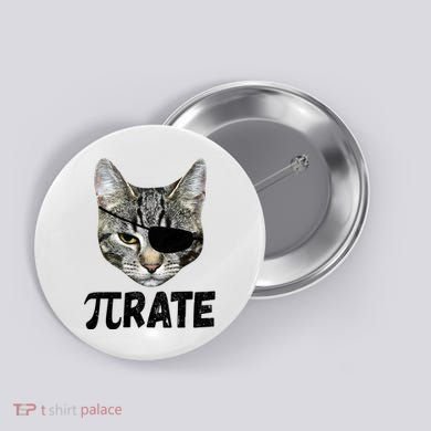 Pi Day Funny Cat Pirate Button
