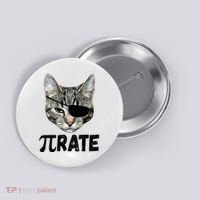 Pi Day Funny Cat Pirate Button thumb 0